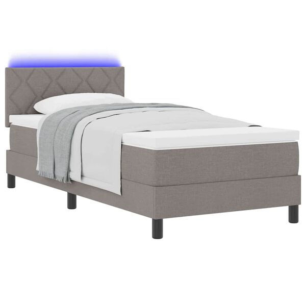 vidaXL Boxspring bed met matras met LED Taupe 90 x 200 cm Stof