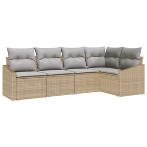 vidaXL Tuinbankenset met kussen 5 pcs Beige en Licht Grijs poly rattan