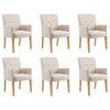 vidaXL Eetkamerstoelen met armleuningen 6 st stof beige
