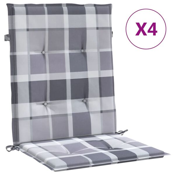 vidaXL Tuinstoelkussens 4 st 100x50x3 cm oxford stof ruitpatroon grijs