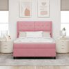 vidaXL Boxspringbed met LED-striplichten Roze 140 x 200 cm Fluweel