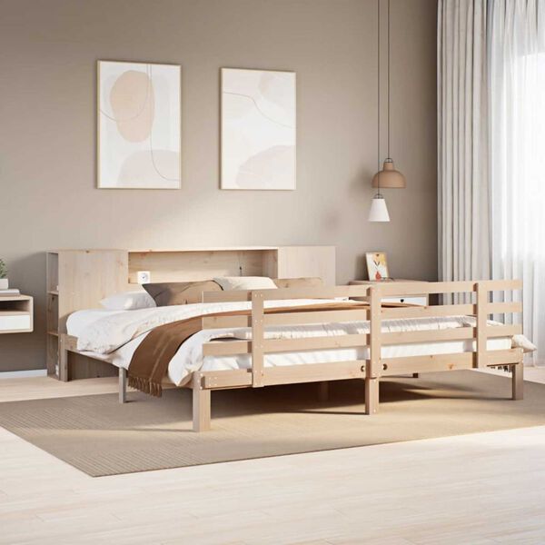 vidaXL Bed met boekenkast zonder matras massief grenenhout 180x200 cm