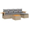 vidaXL 6-delige Loungeset met kussens poly rattan beige