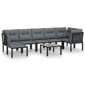 vidaXL 8-delige Loungeset poly rattan zwart en grijs