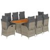 vidaXL 9-delige Tuinset met kussens poly rattan grijs