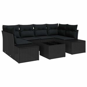 vidaXL Tuin Sofa Set met kussen met opslag 8 pcs Zwart poly rattan