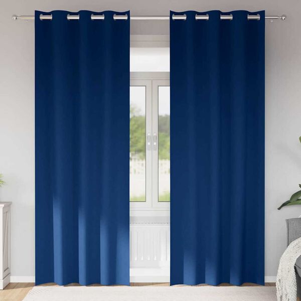 vidaXL Zwart-out Gordijnen met Ringen 2 pcs Donkerblauw 260 x 140 cm