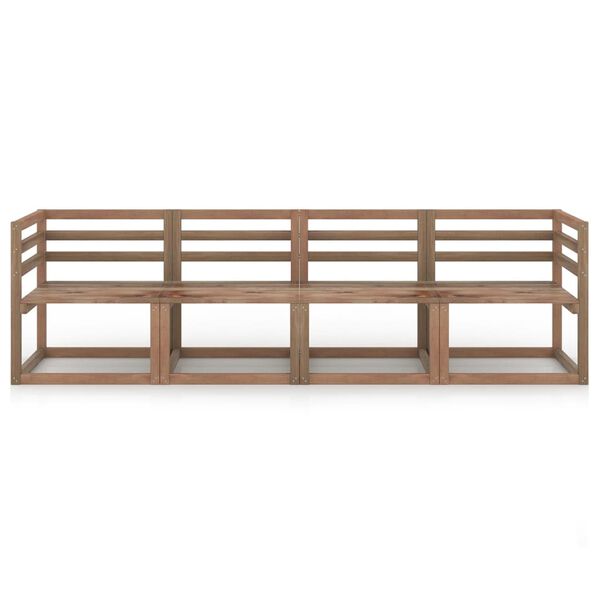 vidaXL 4-delig Tuinbankstel pallet ge&iuml;mpregneerd grenenhout bruin