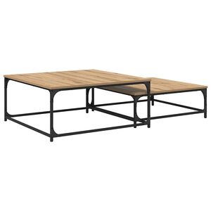 vidaXL Salontafel 2 st Artisan Eiken 80 x 80 x 35 cm Bewerkt hout