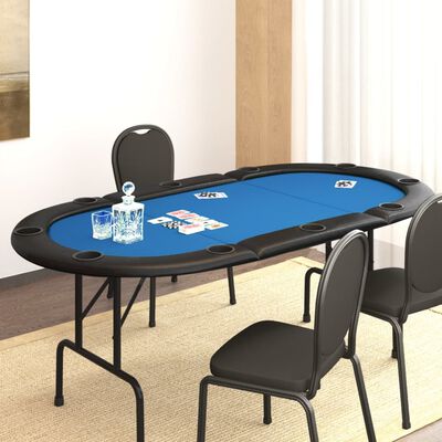 vidaXL Pokertafel voor 10 spelers inklapbaar 206x106x75 cm blauw