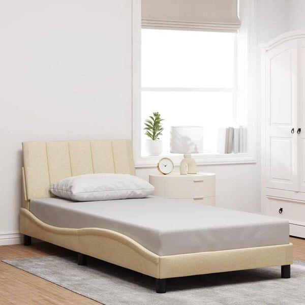 vidaXL Bedframe zonder matras "Hanko" 100x200 cm stof cr&egrave;mekleurig