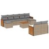 vidaXL 10-delige Loungeset met kussens poly rattan beige