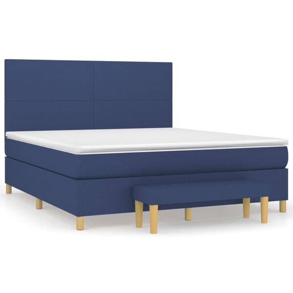 vidaXL Boxspring met matras stof blauw 180x200 cm