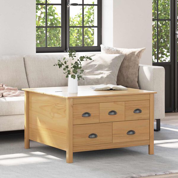 vidaXL Salontafel Honingbruin 79.5 x 79.5 x 49 cm Massief Vurenhout