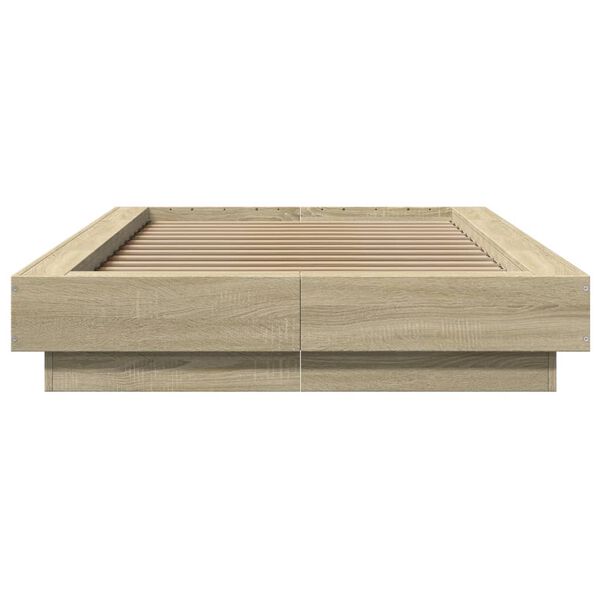 vidaXL Bedframe bewerkt hout sonoma eikenkleurig 90x190 cm