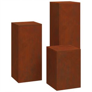 vidaXL Plantenstandaard 3 pcs Roestig Cortenstaal