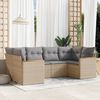 vidaXL 6-delige Loungeset met kussens poly rattan gemengd beige
