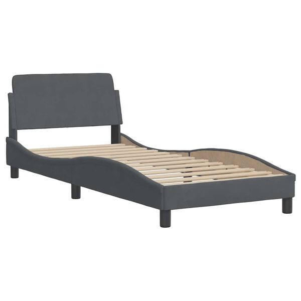 vidaXL Bedframe zonder matras 90x200 cm fluweel donkergrijs