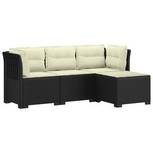 vidaXL 4-Persoons Tuinbank met Kussens Rieten Look PP Antraciet