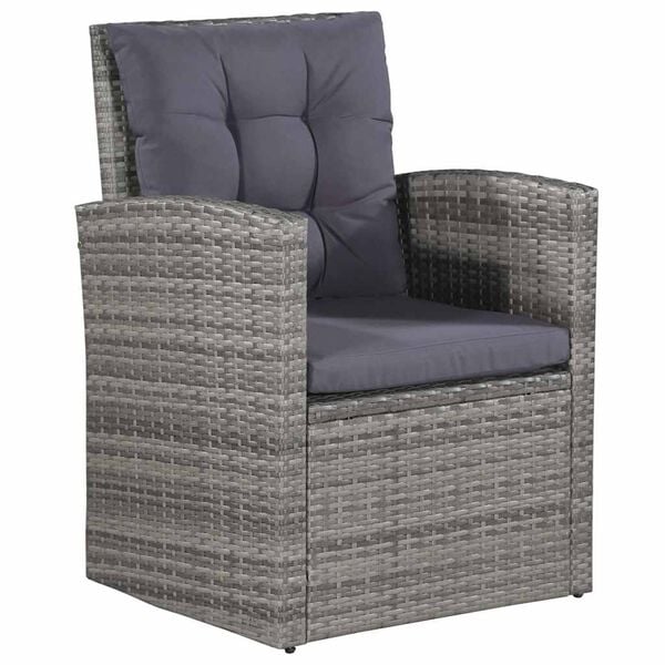vidaXL 6-delige Loungeset met kussens poly rattan grijs
