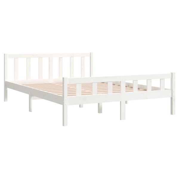 vidaXL Bedframe massief hout wit 150x200 cm