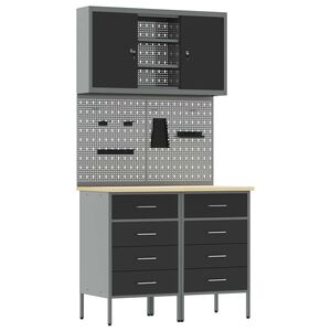 vidaXL Werkkast set 5 st Zwart Poedergecoat staal en gefabriceerd hout