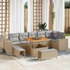 vidaXL Tuin Sofa Set met kussen 9 pcs Beige en Licht Grijs poly rattan