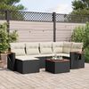 vidaXL 7-delige Loungeset met kussens poly rattan zwart