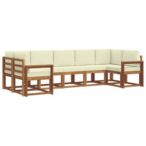 vidaXL Buiten bankenset met kussen 7 pcs Natuurlijk en Cr&egrave;me