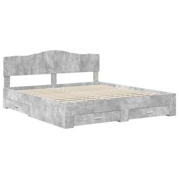 vidaXL Bedframe met hoofdeinde Beton Grijs 180 x 200 cm Bewerkt hout