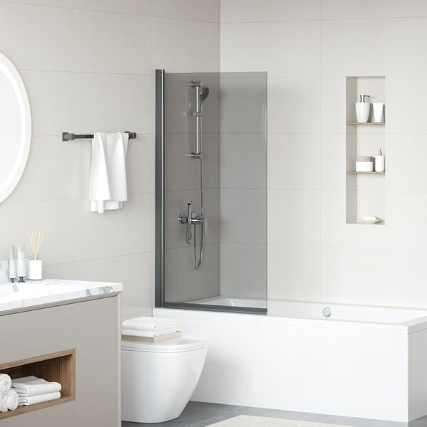 Bad Douchescreen Zwart 68 x 130 cm Gehard glas