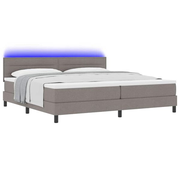 vidaXL Boxspring bed met matras met LED Taupe 200 x 200 cm Stof