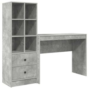 vidaXL Bureau Beton Grijs 145,5 x 40 x 127 cm 2 st