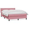 vidaXL Boxspring met matras fluweel roze 140x210 cm