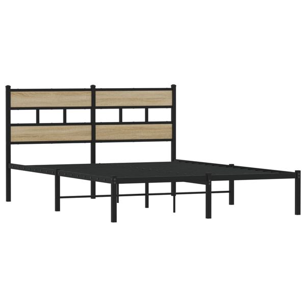 vidaXL Bedframe zonder matras metaal sonoma eikenkleurig 150x200 cm