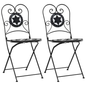 vidaXL Opklapbare stoelen, 2 stuks, zwart-wit keramiek