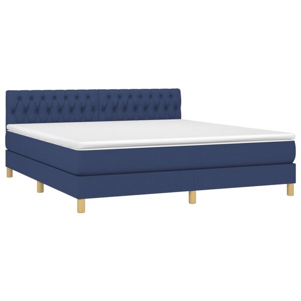 vidaXL Boxspring met matras stof blauw 180x200 cm