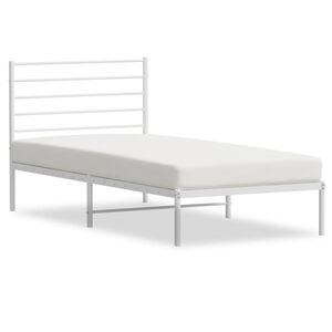 vidaXL Bedframe met hoofdbord metaal wit 90x200 cm