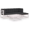 vidaXL 5-delige Loungeset met kussens massief grenenhout