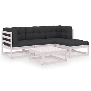 vidaXL 5-delige Loungeset met kussens massief grenenhout