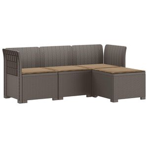 vidaXL 4-Persoons Tuinbank met Kussens Rieten Look PP Lichtgrijs
