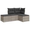 vidaXL 4-delige Loungeset met kussens poly rattan lichtgrijs