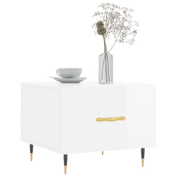 vidaXL Salontafels 2 st 50x50x40 cm bewerkt hout hoogglans wit