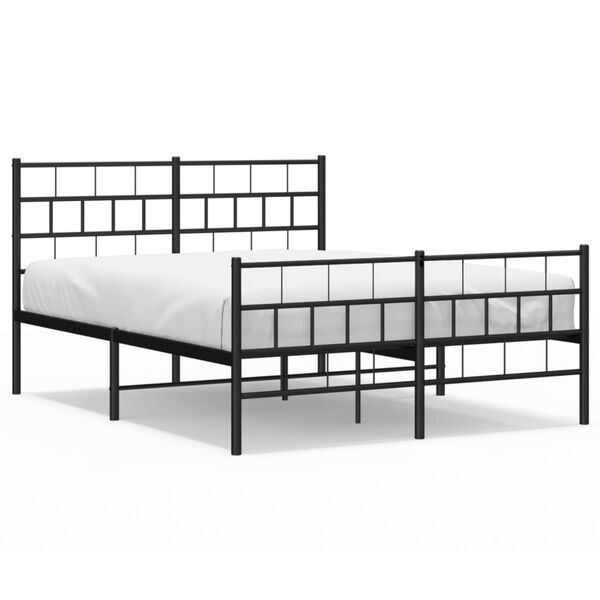 vidaXL Bedframe met hoofd- en voeteneinde metaal zwart 140x190 cm