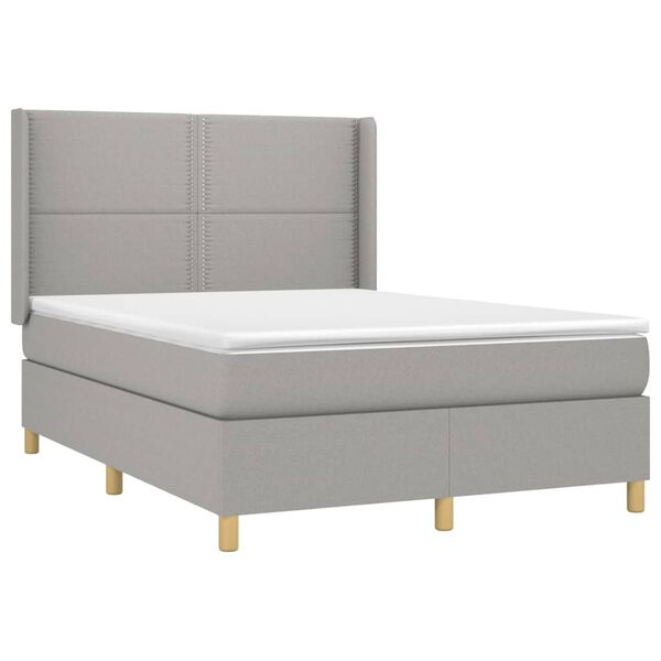 vidaXL Boxspring met matras stof lichtgrijs 140x200 cm