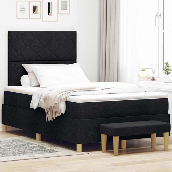 vidaXL Boxspring bed met matras met hoofdeinde Zwart 120 x 190 cm Stof