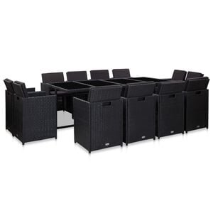 vidaXL 13-delige Tuinset met kussens poly rattan zwart
