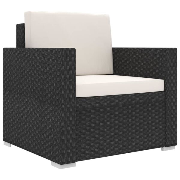 vidaXL 11-delige Loungeset met kussens poly rattan zwart