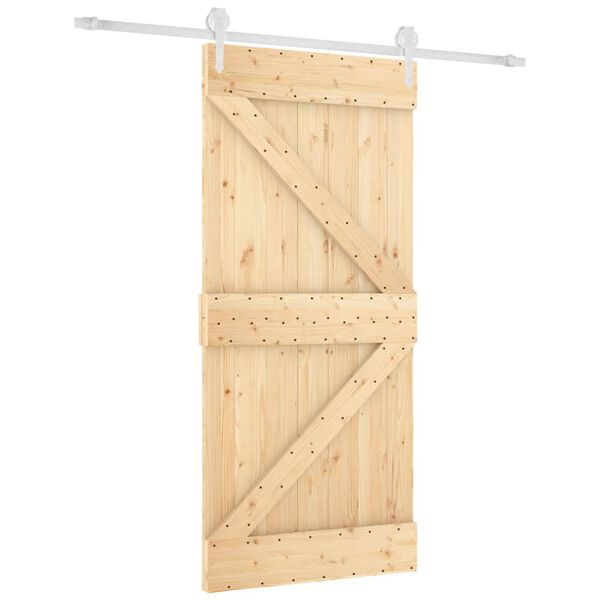 vidaXL Schuifdeur met beslag 95x210 cm massief grenenhout