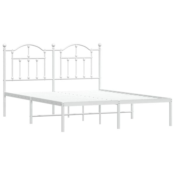 vidaXL Bedframe met hoofdbord metaal wit 140x190 cm